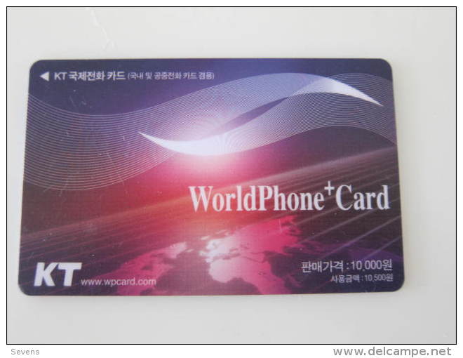 Korea Prepaid Phonecard With Magnetic On Reverse,worldPhone+card,used - Korea (Zuid)