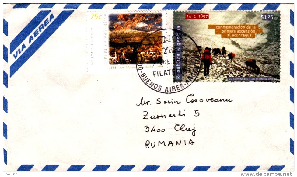 ACONGAGUA EXPLORERS, SAN MARTIN DE LOS ANDES, STAMPS ON AIRMAIL COVER, 1999, ARGENTINA - Covers & Documents