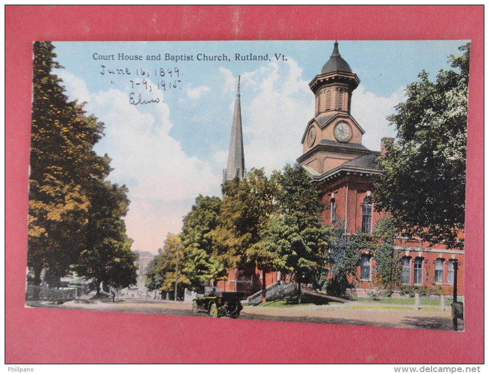 - Vermont > Rutland  Court House & Baptist Church - Ca 1910 Not Mailed -- Ref 982 - Rutland