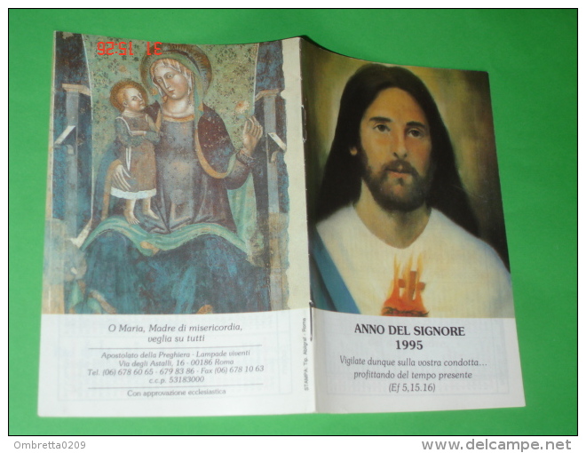 Calendarietto Anno 1995 - Libretto 12 Pagine - Gesù Sacro Cuore / Maria Madre Misericordia -Lampade Viventi,Astalli-Roma - Formato Piccolo : 1991-00