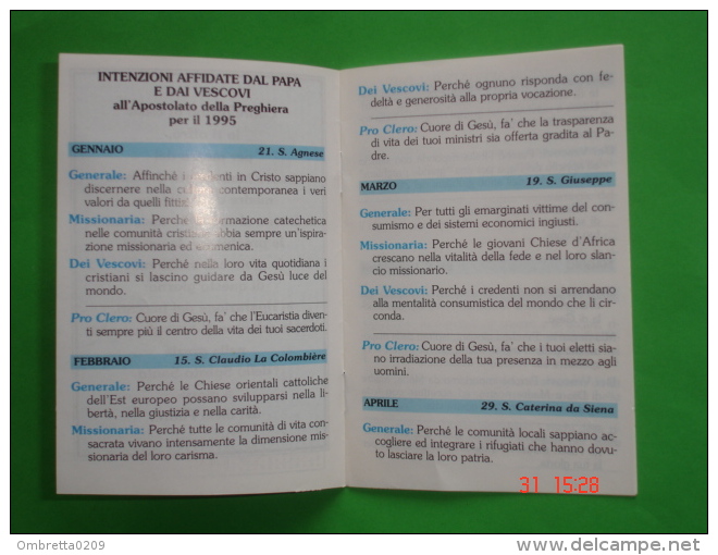 Calendarietto Anno 1995 - Libretto 12 Pagine - Gesù Sacro Cuore / Maria Madre Misericordia -Lampade Viventi,Astalli-Roma - Formato Piccolo : 1991-00