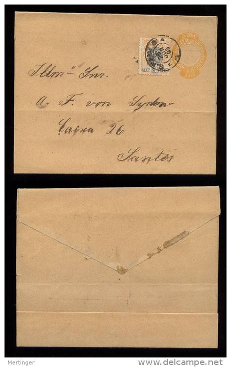 Brazil Brasilien 1895 Uprated Wrapper Madrugada Sao Paulo To Santos - Briefe U. Dokumente