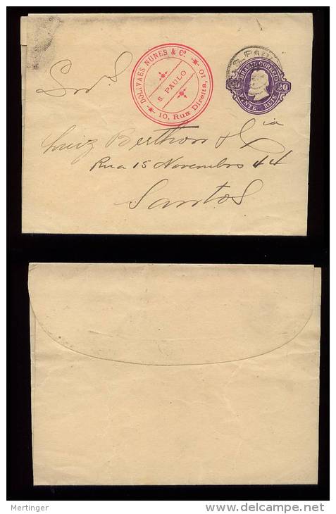 Brazil 1890 CT-04 Wrapper Sao Paulo To Santos - Lettres & Documents