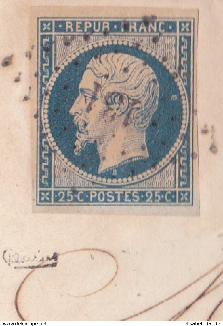 1853 - 25C REPUBLIQUE Avec VARIETE "ANNEAU DE LUNE" Sur LETTRE De ARLES - SIGNE - 1852 Louis-Napoléon