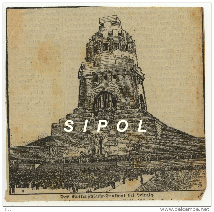 Issu D Un Journal Allemand Années  1914 Das Völkerschlacht Denkmal Bei Leipzig Coupure De 13 X 13 Cm - Sonstige & Ohne Zuordnung