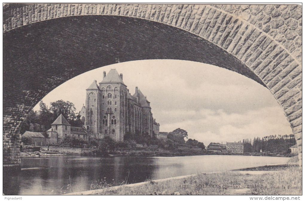 Cp , 72 , SOLESMES , L'Abbaye Sous Le Pont - Solesmes