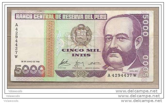 Peru - Banconota Circolata Da 5000 Intis P-137 - 1988 #18 - Peru