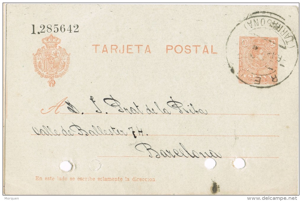 3491. Entero Postal REUS (Tarragona) 1920, VARIEDAD Impresion, Num 49n º - 1850-1931