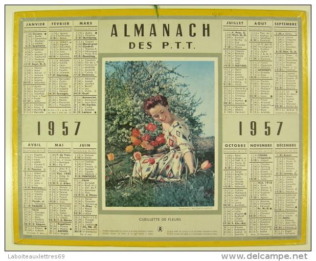 ALMANACH DES P.T.T. 1957 - CUEILLETTE DE FLEURS - Formato Grande : 1941-60