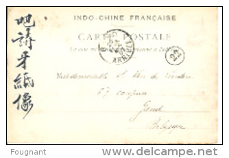 TONKIN:Case Anamite.1907.Timbre Indochine Française.Carte Envoyée à Gand. - Autres & Non Classés