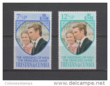 (S0431) TRISTAN DA CUNHA, 1973 (Princess Anne´s Wedding). Complete Set. Mi ## 189-190. MNH** - Tristan Da Cunha