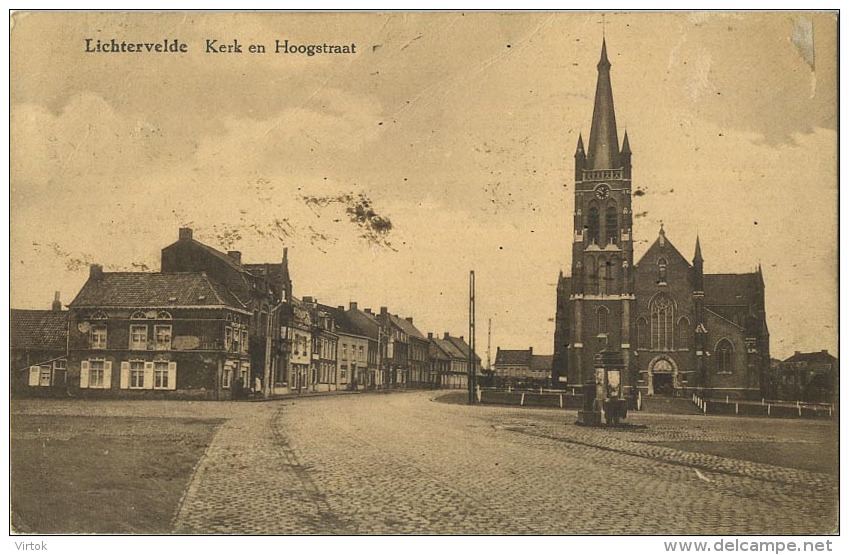 Lichtervelde :  Kerk En Hoogstraat  (  Geschreven Met Zegel En Tax Zegel ) - Lichtervelde