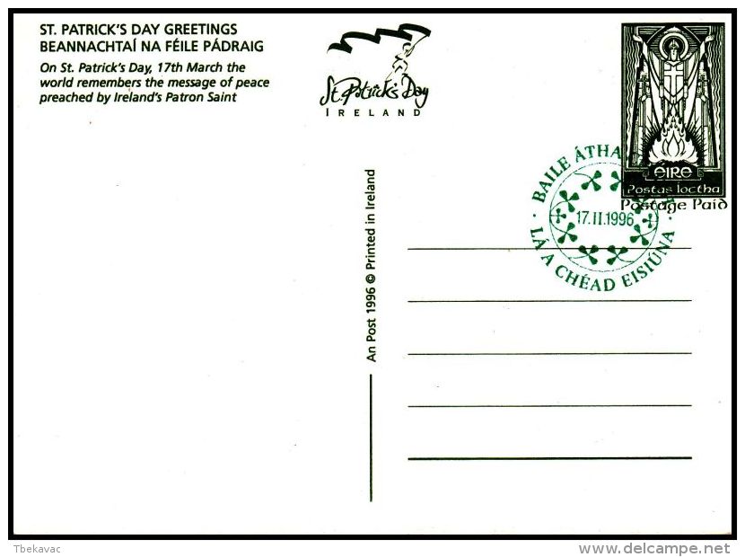 Ireland 1996, Postal Stationery, Mint "St.PAtrick's Day Greetings" - Covers & Documents