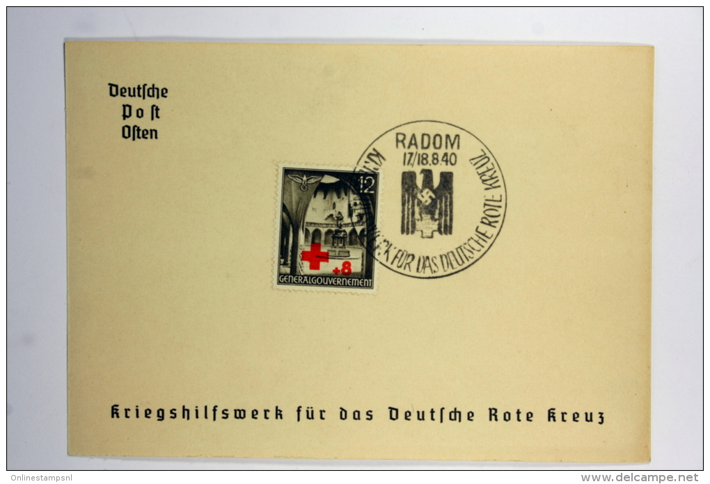 Generalgouvernement: Propaganda Postkarte Kriegshilfswerk, Rot Rotes Kreuz Red Cross / Krakau - Besetzungen 1938-45