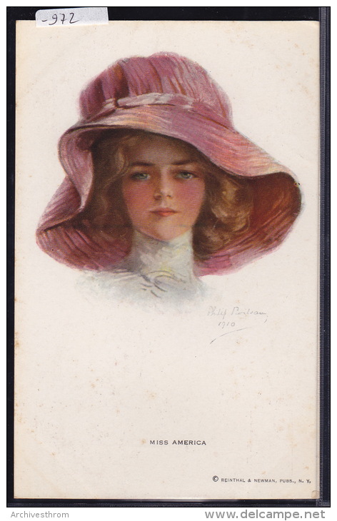 Ill. Phillip Boileau : Woman And Hat 1910 : « Miss America » (-972) - Boileau, Philip