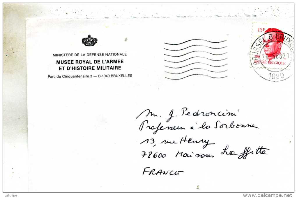 Enveloppe Obliteration Mecanique Du Musée Royal Armée Et Histoire Militaire A Bruxelles A Mr Pedroncini Maison-Lafitte78 - Balkenstempel: Ausladungen