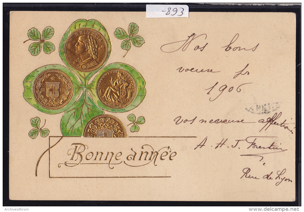 10 Et 20 Francs Or - Vreneli Dorure Et Gaufrage Pour Vœux De Bonne Année - Vers 1900 (-893) - Münzen (Abb.)