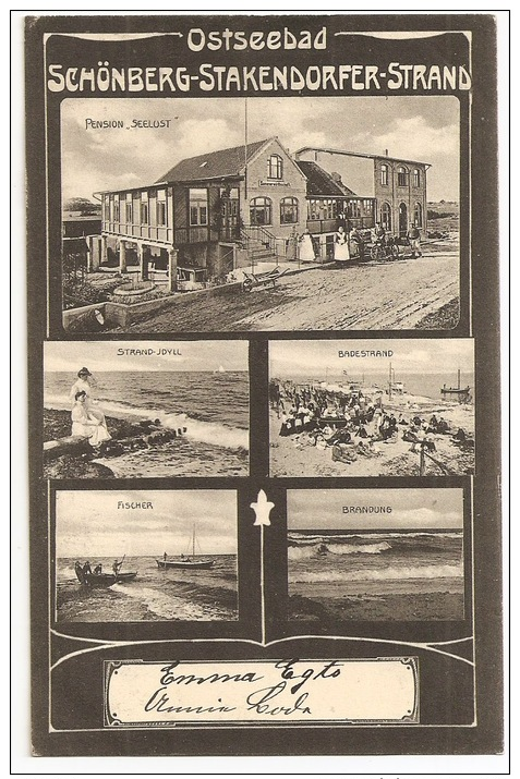 Schleswig-Holstein - SCHÖNBERG - Stakendorfer Strand / Fischer, Pension Seelust ++++ To Paris, France, 1906 ++++++ - Schoenberg