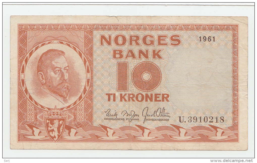 NORWAY 10 KRONER 1961 "F+" P 31c - Norway