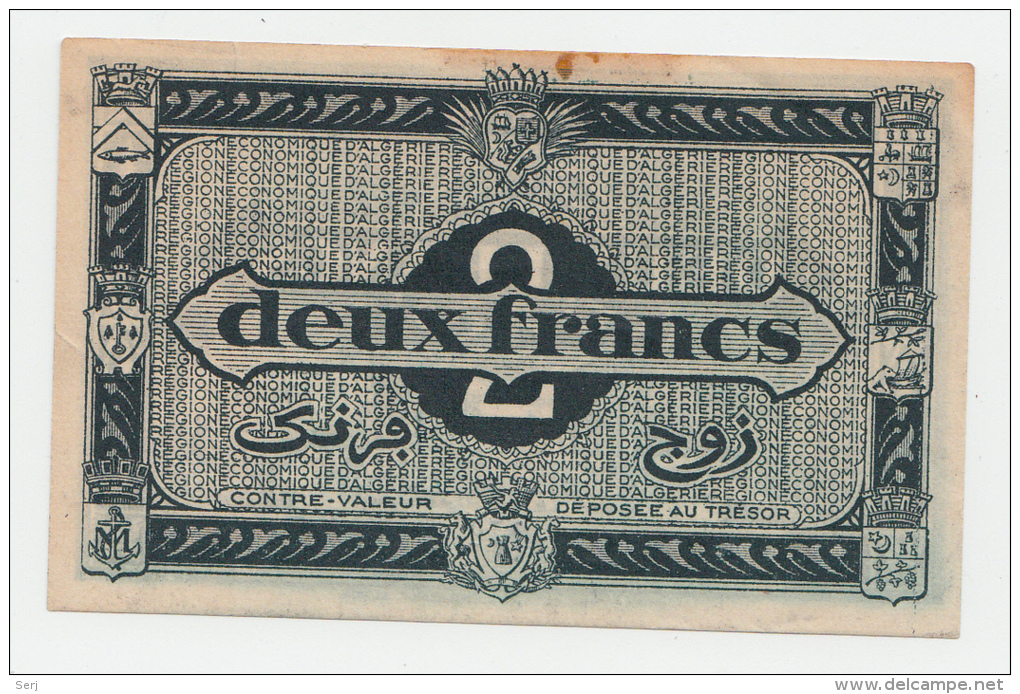 Algeria ALGERIE 2 FRANCS L 1944 XF (glue Stain) P 99a 99 A - Algérie