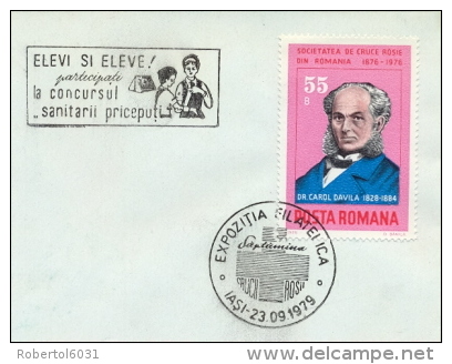 Romania 1979 Special Cancel On Unused Cover Competition For Doctors Picture Of First Aid - First Aid