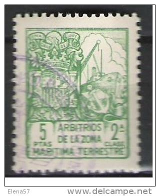 0332-SELLO FISCAL ARBRTRIOS DE  LA ZOMA MARITIMO Y TERRESTRE BARCOS SHIPS TAX  SPAIN REVENUE MARINE,IMPUESTOS ,UNA GRAND - Revenue Stamps