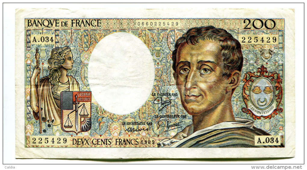 P France 200 Francs "" MONTESQUIEU "" 1985 # 12 - 200 F 1981-1994 ''Montesquieu''