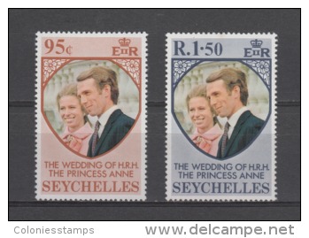 (S0432) SEYCHELLES, 1973 (Princess Anne´s Wedding). Complete Set. Mi ## 316-317. MNH** - Seychelles (...-1976)