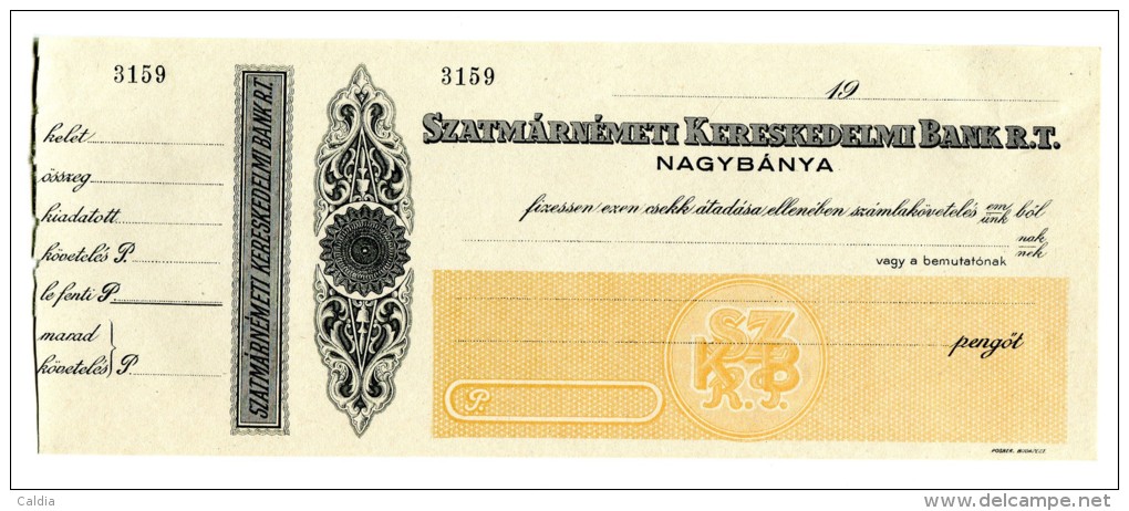 Hongrie Hungary Ungarn  "" CHEQUE BANQUE "" X 3 - Hongrie