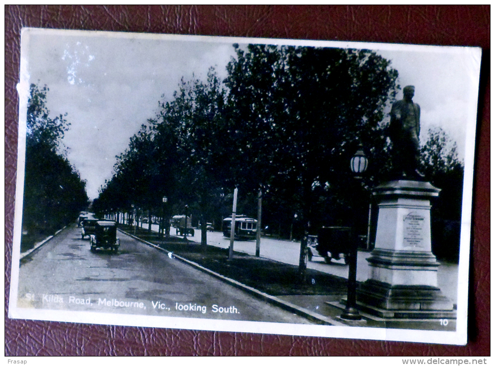 MELBOURNE KILDA ROAD -ANIME TRAM AUTO --1920 -- RARE - Melbourne