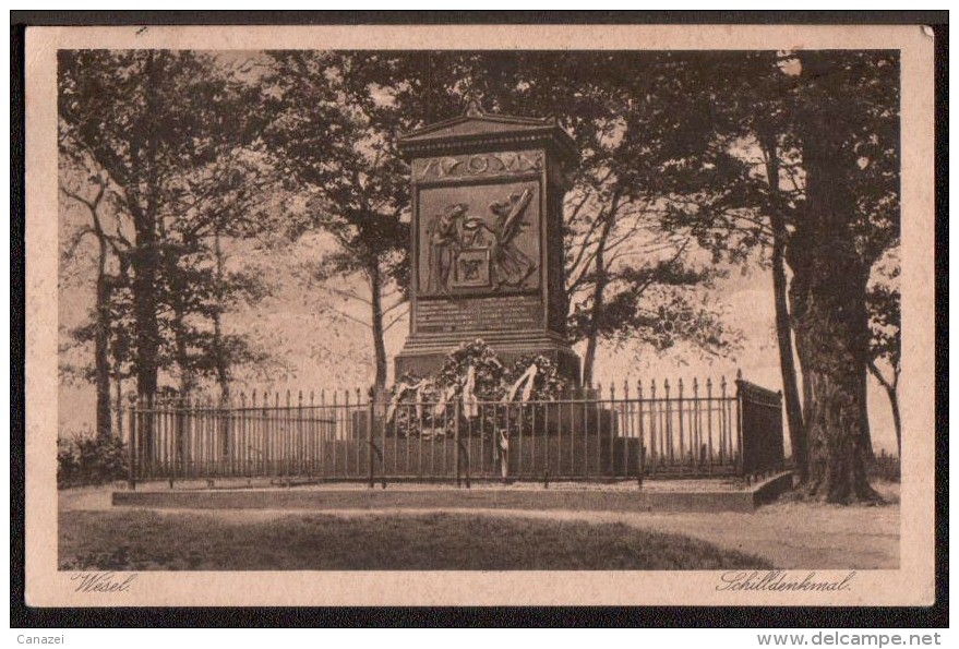 AK Wesel, Schilldenkmal, Gel 1926 - Wesel