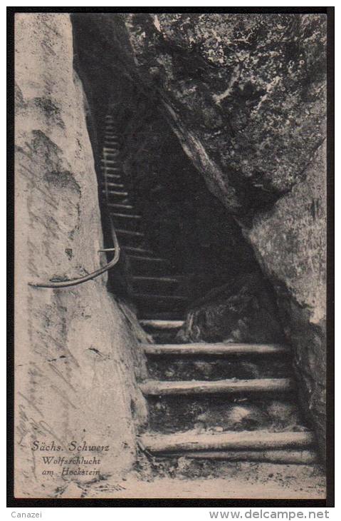 AK Wolfsschlucht Am Hockstein, Gel 1932 (Hohnstein) - Hohnstein (Saechs. Schweiz)