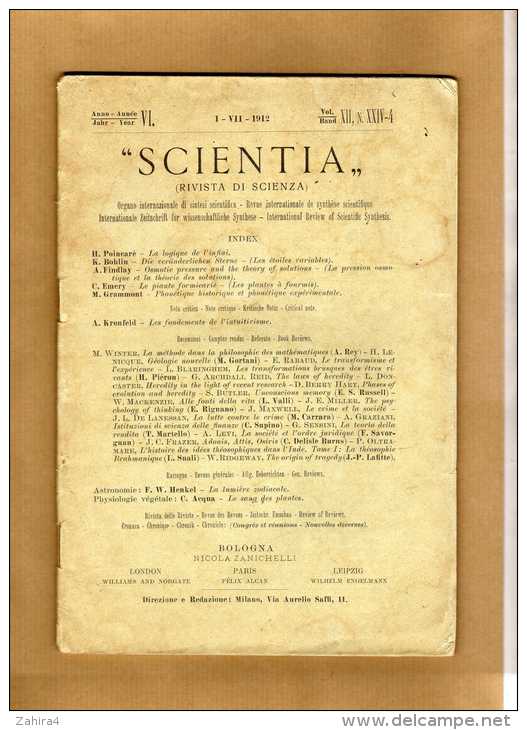 Scientia-Année VI. - I - VII - 1912 - Vol. XII - M. Grammont-Phonétque Historique Et Phonétique Expérimentale - Livres Dédicacés