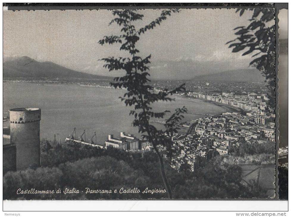 1955 CASTELLAMMARE DI STABIA PANORAMA E CASTELLO ANGIOINO FG V SEE 2 SCAN - Castellammare Di Stabia