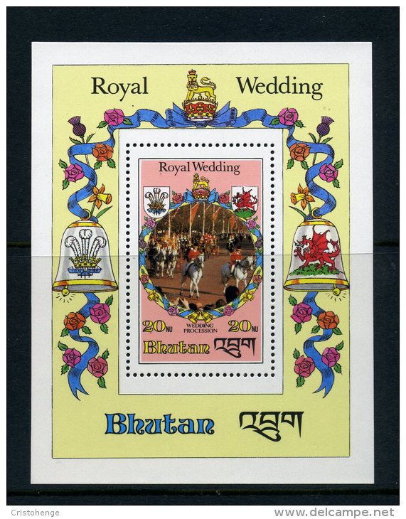 Bhutan 1981 Prince Charles & Princess Diana Wedding MS MNH (Perforated) - Bhután