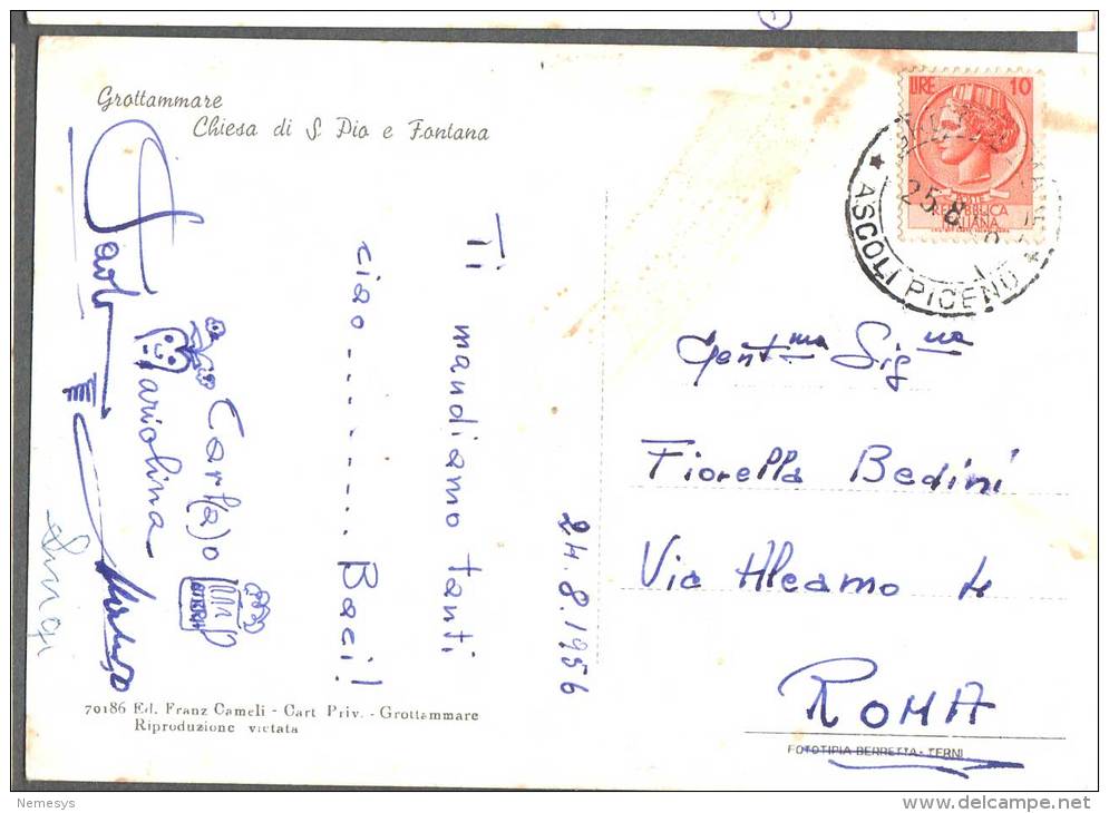 1956 GROTTAMMARE CHIESA DI S. PIO E FONTANA FG V SEE 2 SCAN - Altri & Non Classificati