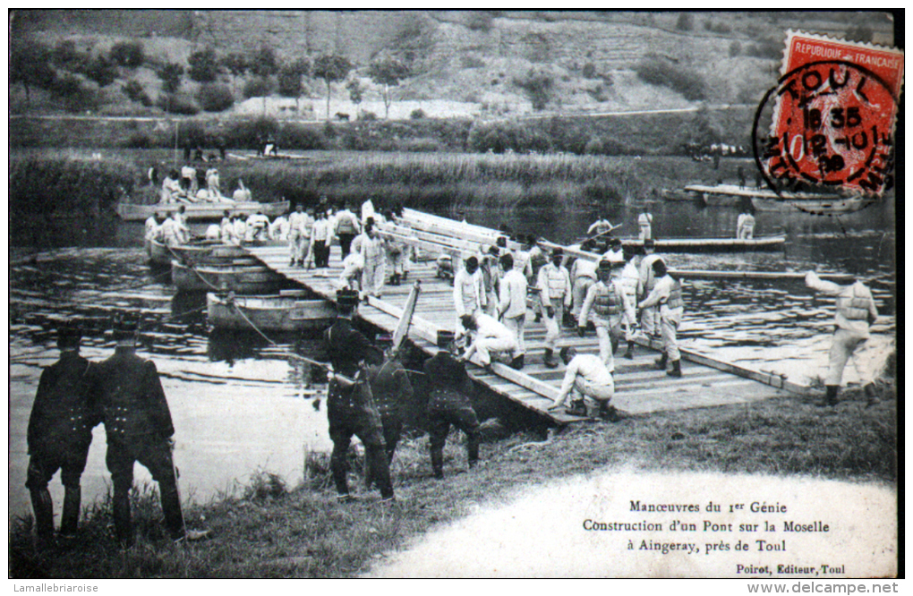 54 - AINGERAY - MANOEUVRES DU 1er GENIE - CONSTRUCTION D'UN PONT SUR LA MOSELLE - Autres & Non Classés