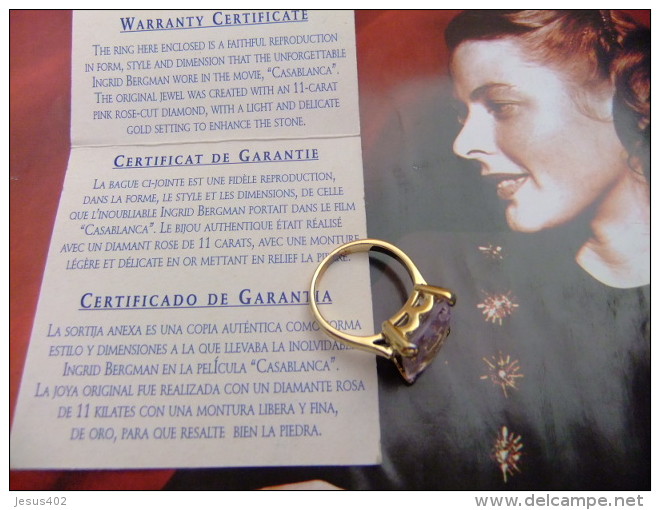 EL ANILLO DE DIAMANTE ROSA  (reproduccion) DE INGRIID BERGMAN En La Pelicula  CASABLANCA - Anillos