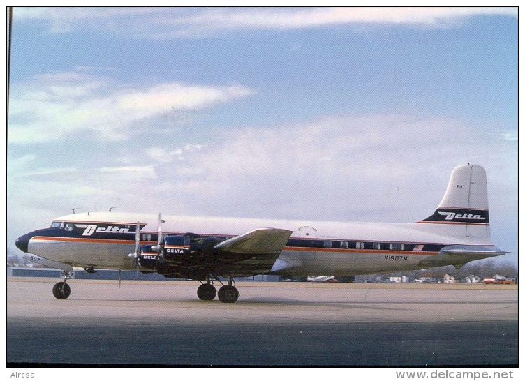 Aviation Postcard-405 - DELTA  AIR LINES  -Douglas DC-6 - 1946-....: Ere Moderne