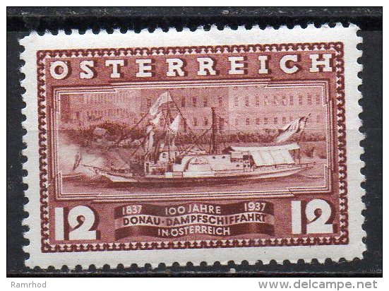 AUSTRIA 1937 Centenary Of Regular Danube Services Of Danube Steam Navigation Co. Paddle-steamers. - 12g Maria Anna  MH - Ongebruikt