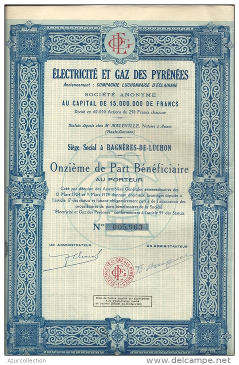 ELECTRICITE DES PYRENEES - Electricidad & Gas