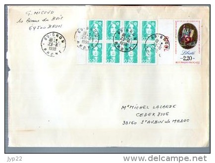 France Lettre CAD Bron 23-10-1990 / Tp 2573 Bdf Révolution Liberté & 2618 Bloc De 8 Tp Marianne Du Bicentenaire - Briefe U. Dokumente