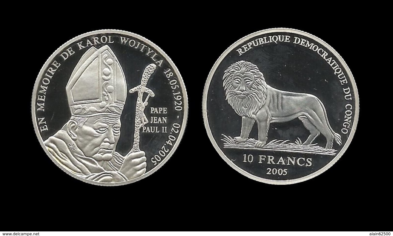 CONGO . JEAN - PAUL II . En Mémoire De Karol WOJTYLA .   10 FRANCS . 2005 . - Congo (República 1960)