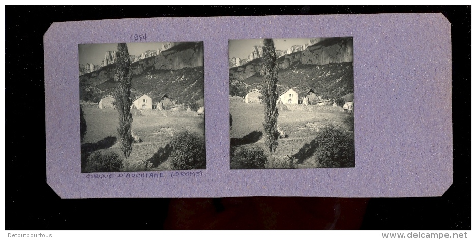 Photographie Steréroscopique 3D : X4 CIRQUE D'ARCHIANE Drôme 1954 - Photos Stéréoscopiques