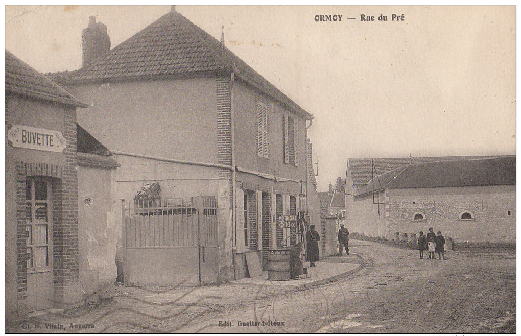 89 ORMOY  Rue Du Pré Animée Enfants POMPE à Essence MOTRICINE Et La BUVETTE Timbré1936 - Autres & Non Classés