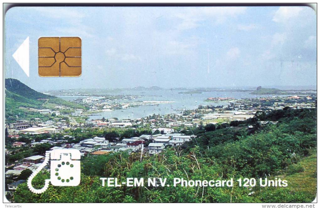 ***Télécarte Antilles Néerlandaises îles St Marteen 120Units NAF 29.60 Vide  TB  A Saisir *** Avec Logo Moreno Au Verso - Privé