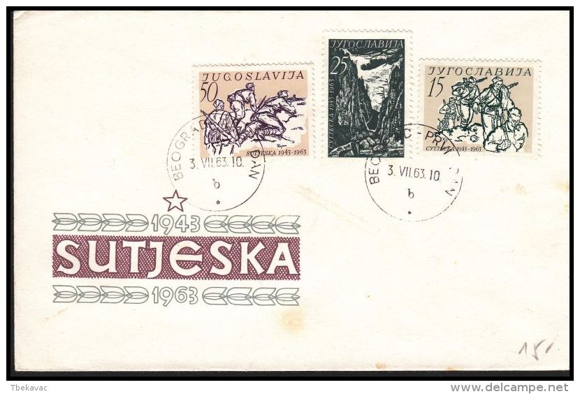 Yugoslavia 1963, FDC Cover "Sutjeska" - FDC