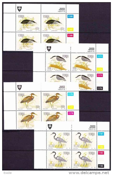 Venda - 1993 - Herons (Birds) - Complete Set Of Control Blocks MNH - Storks & Long-legged Wading Birds