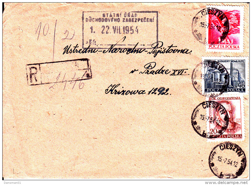 POLAND 1954 Fi 550, 683, 706 On Cover Registered - Covers & Documents