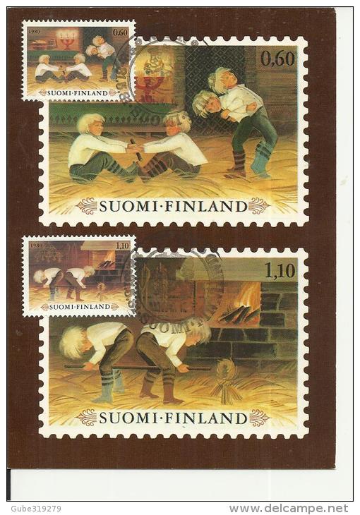 FINLAND 1981 – MAXICARD F.D ISSUE WIPA WIEN AUTRIA  W 2 STS OF 0,60-1,10 (CHRISTMAS OLD GAMES) POSTM WIEN - WIPA 81 HELS - Tarjetas – Máximo